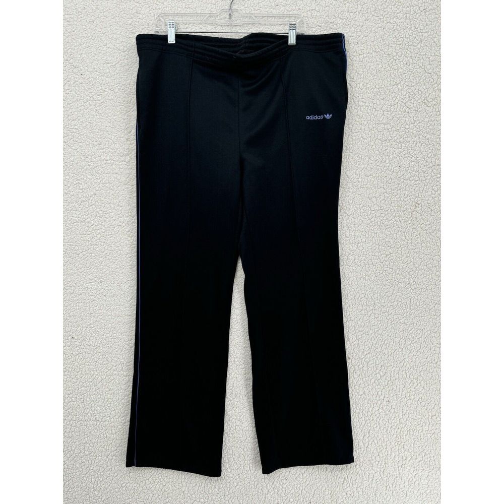 Vintage Adidas Jogger Pants Men Size L Black Purple Trefoil Single Stipe 018HUK‎